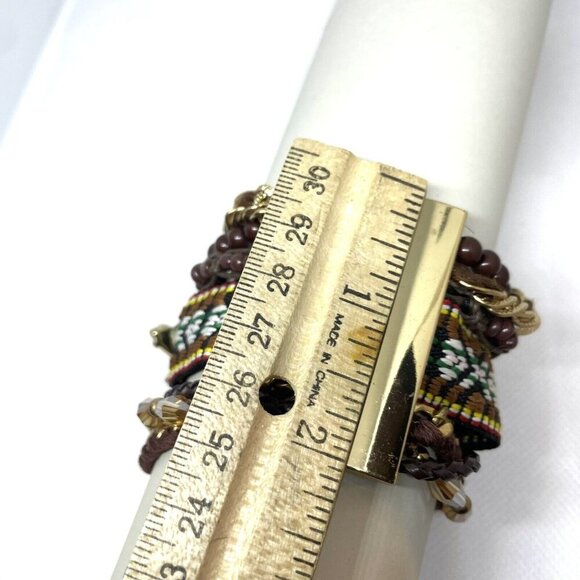 Multistrand beaded ribbon chain tapestry magnetic bracelet Boho - Picture 6 of 7